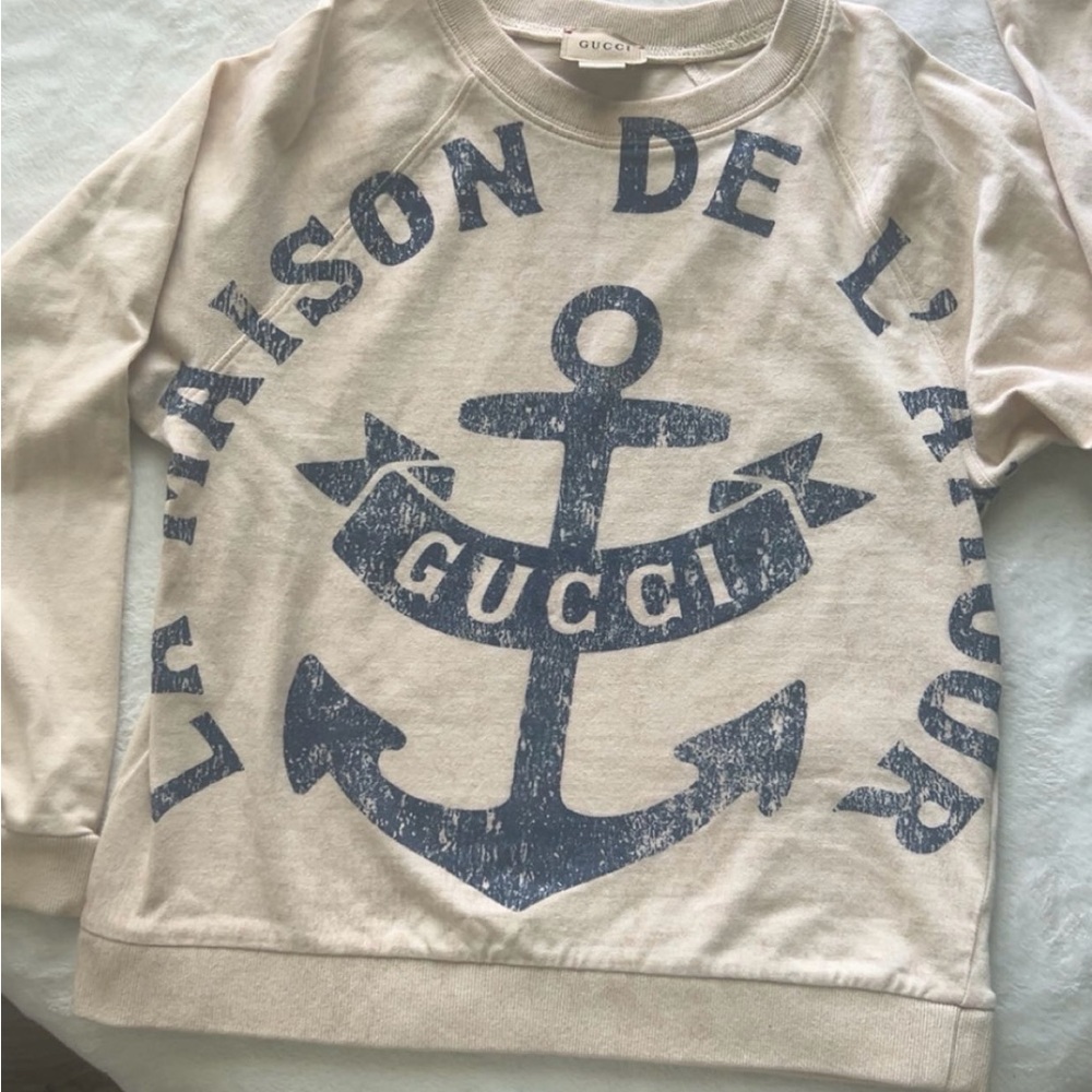 Gucci Kids Cream and Blue Anchor Sweatshirt